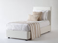 Einzelbett Polsterbett 215 x 112 x 115 cm - Weiß - Mit hohem Kopfteil