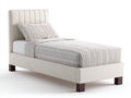 Einzelbett Polsterbett 200 x 100 x 90 cm Kunstleder in Beige mit gepolstertem Kopfteil Modernes Design