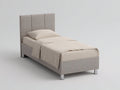 Einzelbett Polsterbett 200 x 100 x 90 cm Stoffbezug in Beige Grau mit gepolstertem Kopfteil Modernes Design