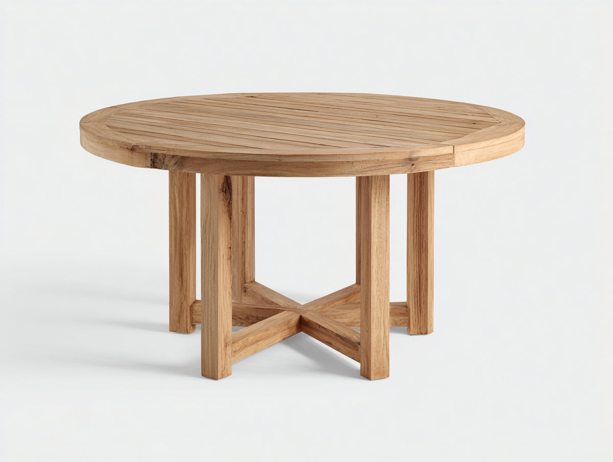 Gartentisch aus Holz 120 x 120 x 75 cm - Natur - Rundes Lamellendesign