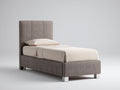 Einzelbett mit Stoffpolsterung 210 x 100 x 120 cm - Taupe - Modernes Design mit hohem Kopfteil