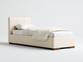 Einzelbett mit Kunstlederbezug 208 x 108 x 112 cm - Cremeweiß-Dunkelbraun - Gepolstertes Kopfteil und geradliniges Design