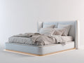 Doppelbett Polsterbett 220 x 190 x 120 cm - Weiß-Gold - Modernes Design