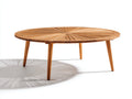Gartentisch aus Holz 150x150x75 cm - Naturholz - Runder Tisch mit radialer Lamellenstruktur