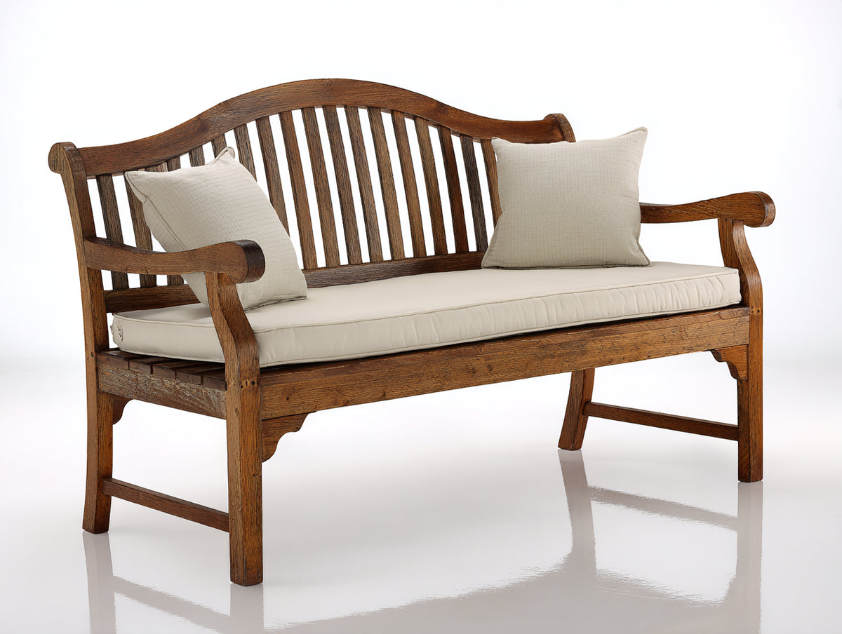 Gartenbank aus Holz 165 x 66 x 96 cm - Dunkelbraun-Creme - Für 3 Personen