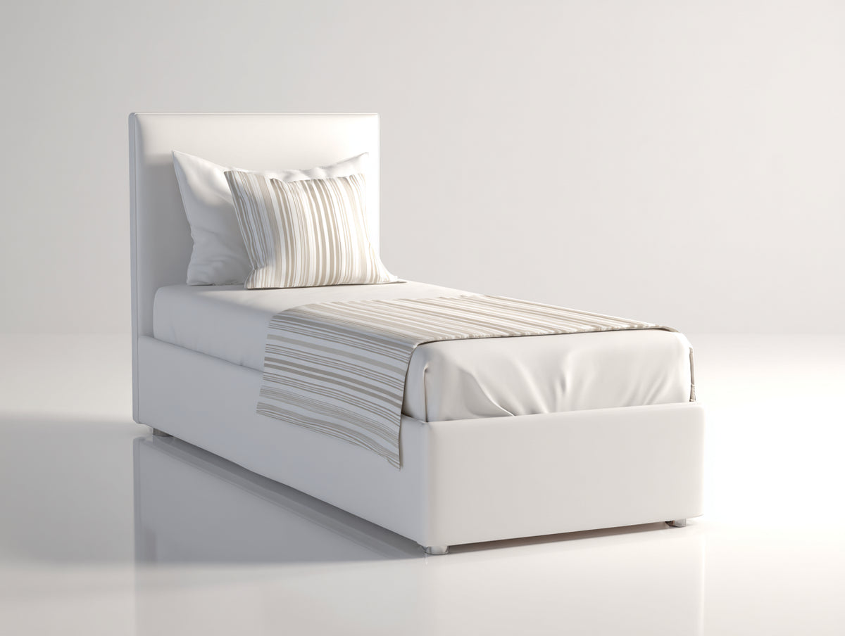 Einzelbett Polsterbett 215 x 112 x 115 cm - Weiß - Mit geradem Kopfteil