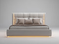 Doppelbett Polsterbett 220 x 200 x 100 cm Kunstleder in Beige mit LED Beleuchtung Modernes Design
