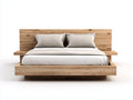 Doppelbett Massivholzbett 220 x 200 x 85 cm Eiche Holz in Naturfarbe mit Kopfteil Modernes Design