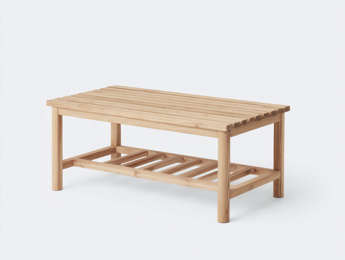 Gartentisch aus Holz 120 x 60 x 75 cm - Natur - Mit unterer Ablagefläche