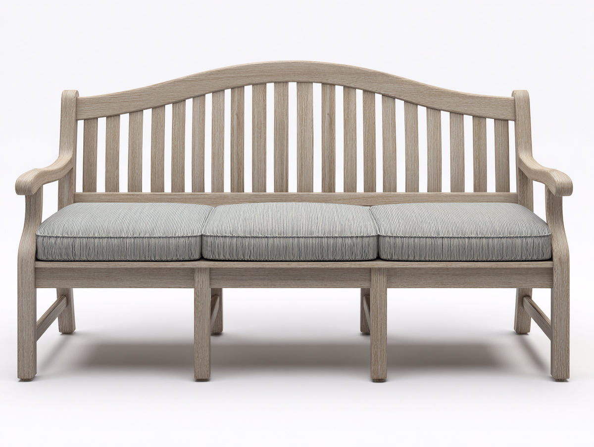 Gartenbank aus Holz 180 x 68 x 98 cm - Grau-Creme - Für 3 Personen