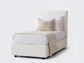 Einzelbett mit Kunstlederpolsterung 210 x 100 x 115 cm - Creme - Modernes Design mit hohem Kopfteil