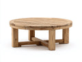 Gartentisch aus Holz 120x120x45 cm - Naturholz - Runder niedriger Tisch mit Lamellenplatte