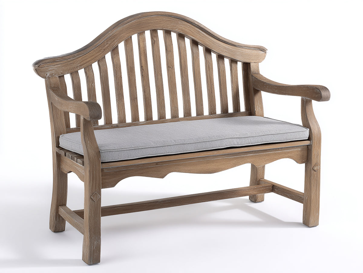 Gartenbank aus Holz 130 x 62 x 92 cm - Naturfarben-Hellgrau - Klassisches Design mit Sitzpolster