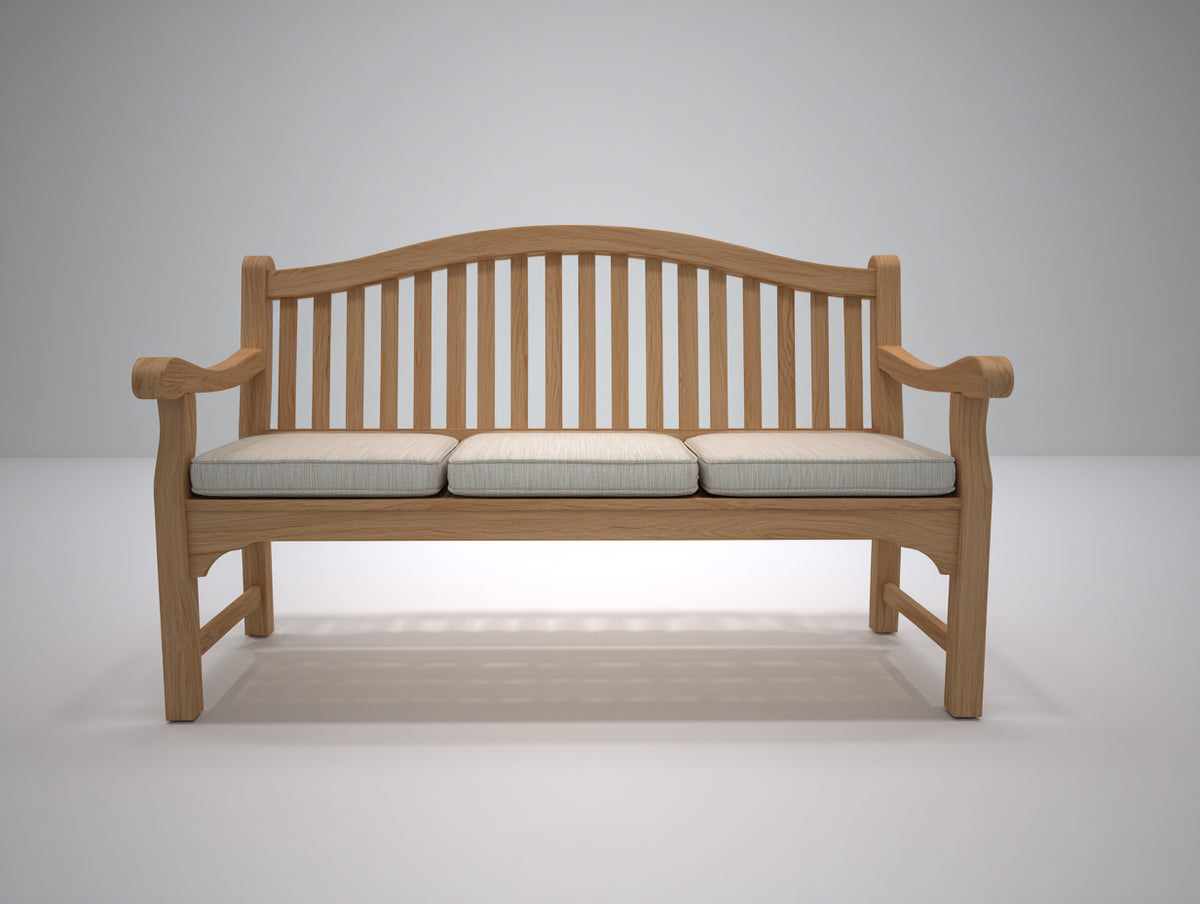 Gartenbank aus Holz 160 x 65 x 95 cm - Natur-Creme - Für 3 Personen